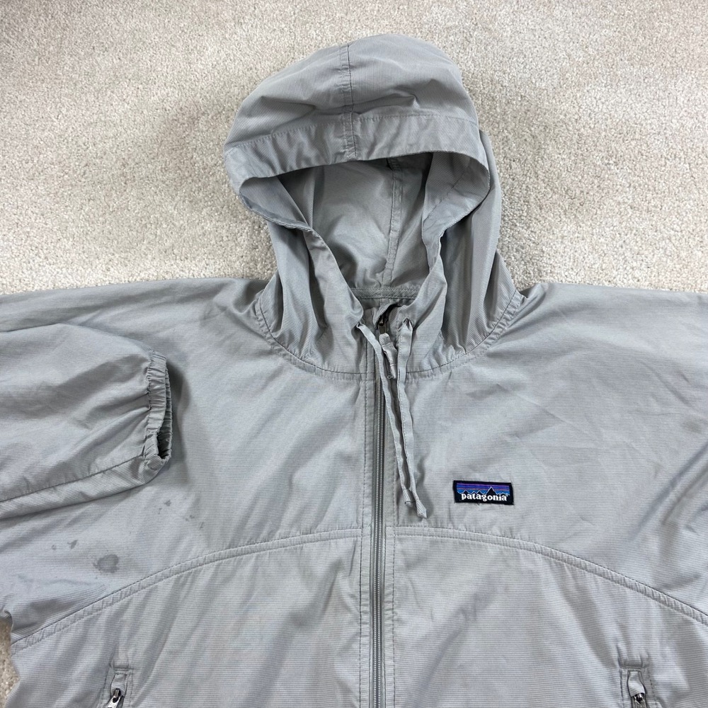 Patagonia Windbreaker Jacket Mens Medium Gray Full Zip Hooded 28180SP11